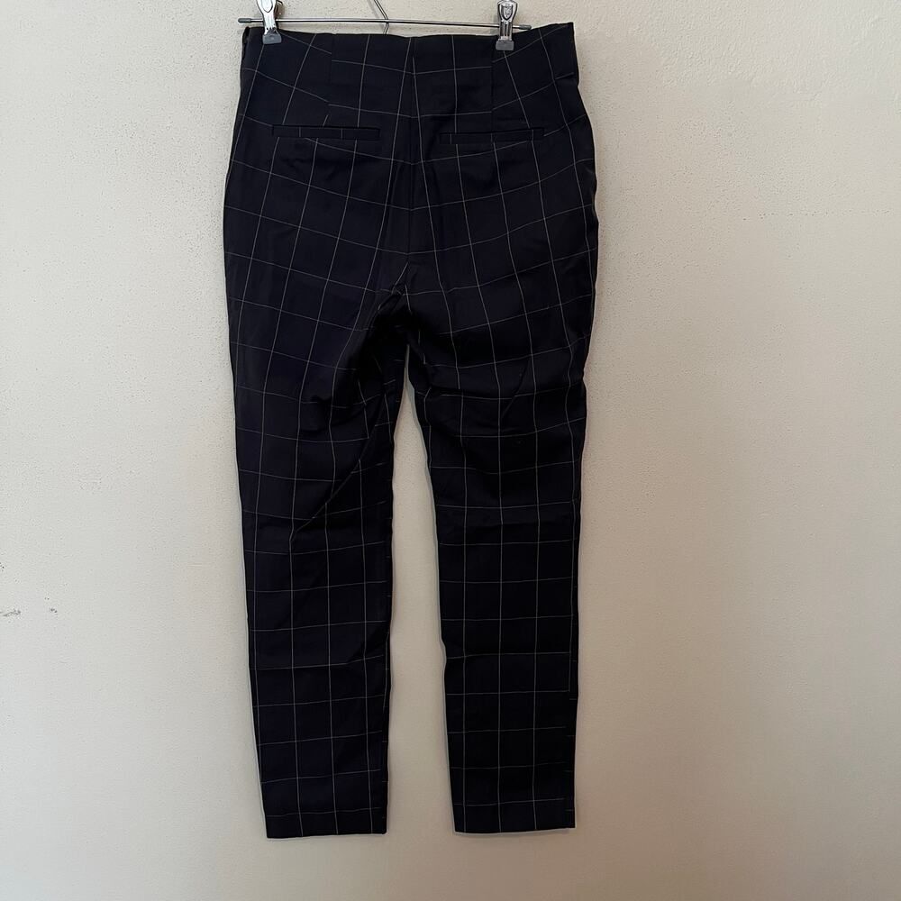 A New Day Windowpane Plaid Pants Womens Size 8 grey& White, Side Zip Office